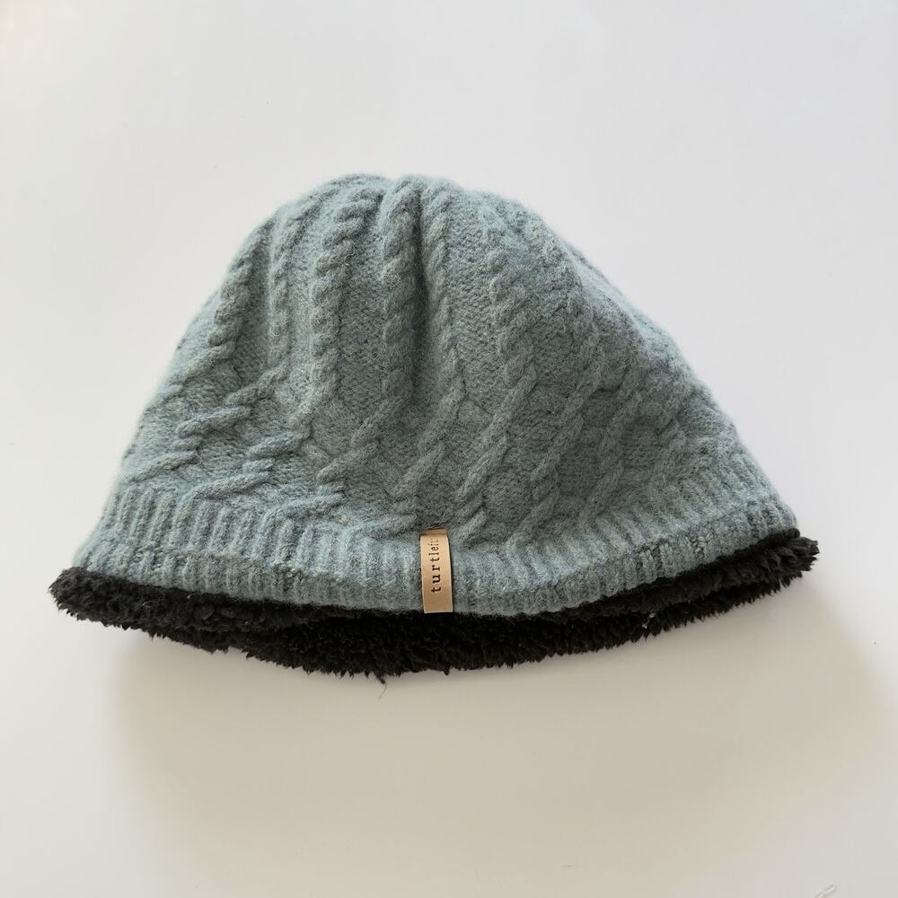 Turtle Fur Fleece Lined Cable Knit Beanie Green Blue Soft Warm Winter Skull Cap